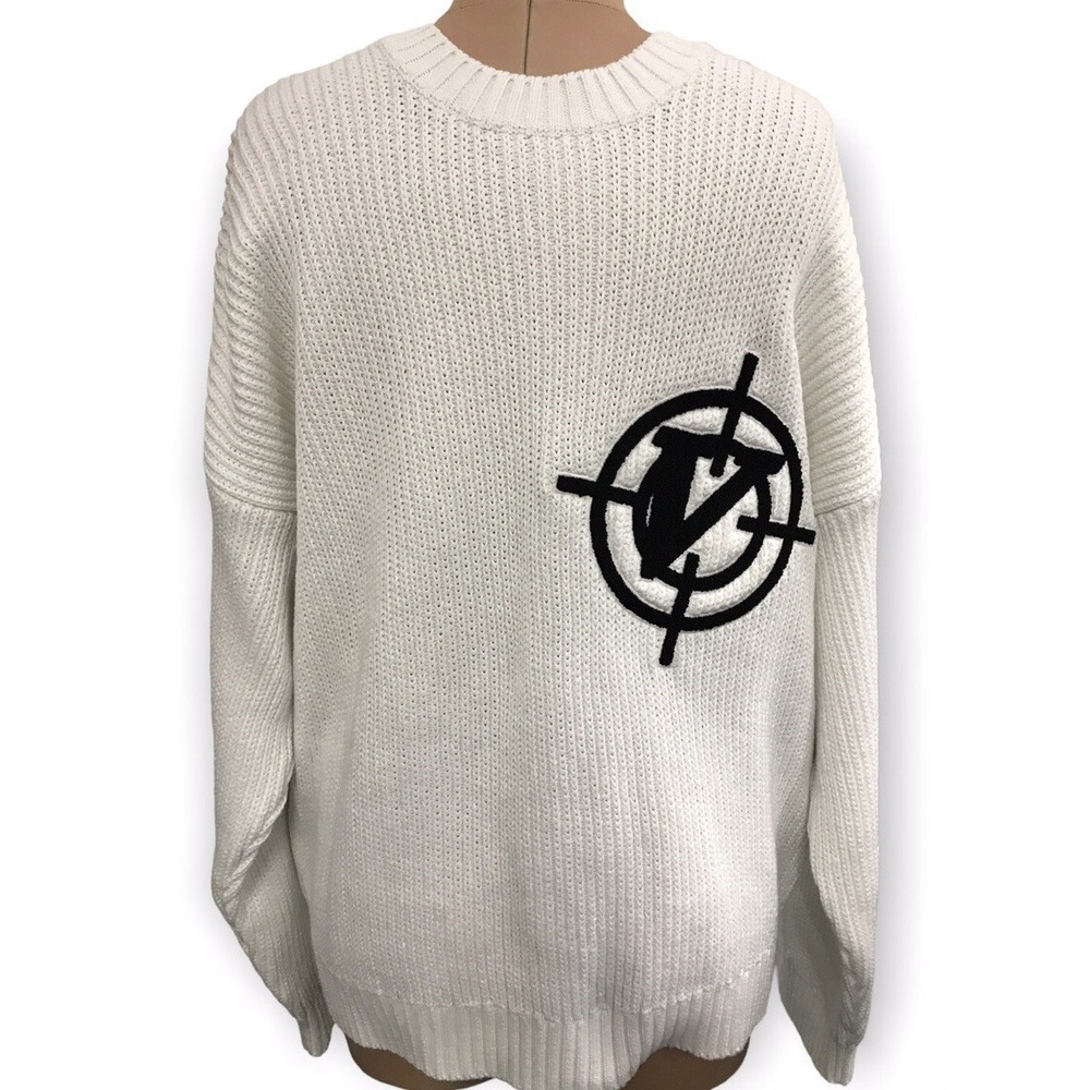 New Mens XXL VIcinity Roll Neck White Sweater with Logo